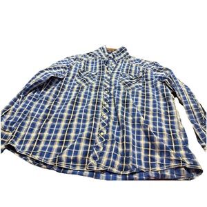 Rock & Roll Cowboy Mens Blue Pearl Button Up Shirt! 2XL